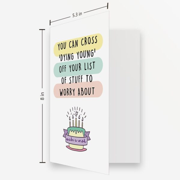 OJsensai Naughty Getting Older Birthday Card for Him Her, Funny Old Age Birthday Gift Ideas for Women Men, Happy Bday Card for Mom Dad, Cross off Dying Young - Image 3