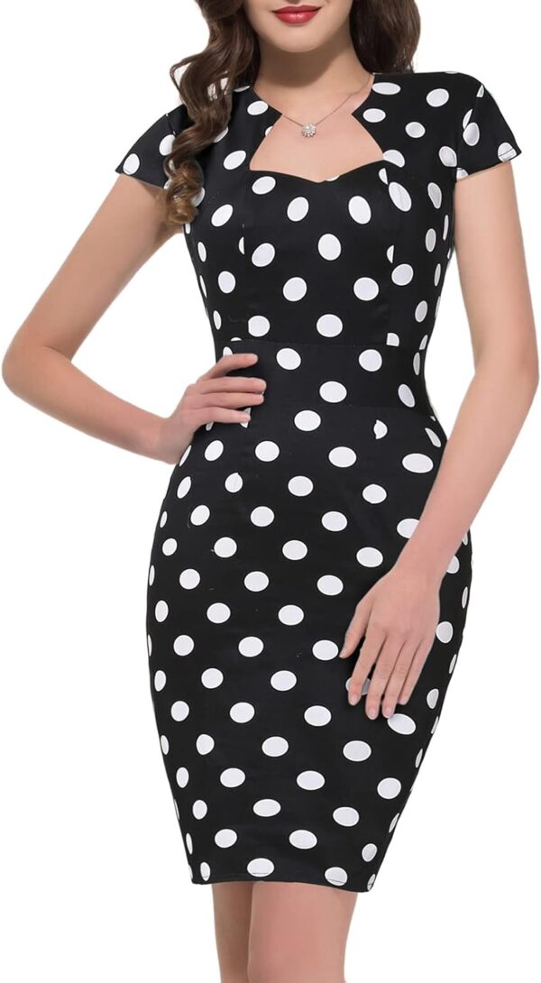 GRACE KARIN Vintage Floral Cocktail Dress Cap Sleeve Retro Vintage Pencil Dress - Image 2