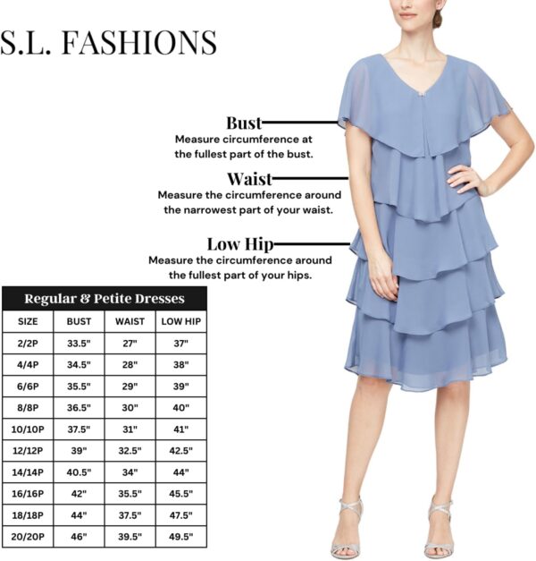 S.L. Fashions Women's Embellished Tiered Jacket Dress (Petite and Regular) - Image 7