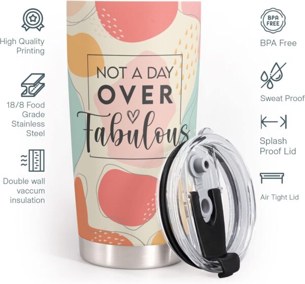 Macorner Birthday Gifts For Women - Stainless Steel Tumbler 20oz - Not A Day Over Fabulous - Mothers Day Gifts For Mom Best Friends Female Women Her Wife Girlfriend - Gifts for Women Coworkers - Image 4