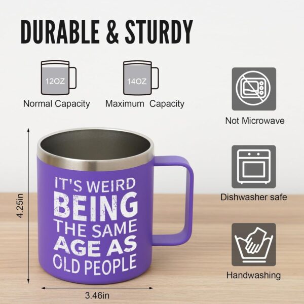 NOWWISH Birthday Gifts for Women - It's Weird Being The Same Age As Old People Coffee Mug - Funny Valentines Day Gifts for Her Mom, Wife, Grandma, Best Friend on Mothers Day (14oz, Purple) - Image 5