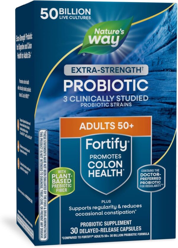 Nature's Way Fortify Age 50+ Probiotic + Prebiotic, Colon, Digestive, and Immune Health Support*, 30 Capsules - Image 2