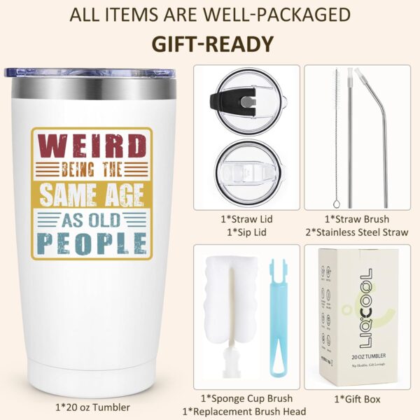 Birthday Gifts for Women 30th 40th 50th 60th 70th 80th, Funny Cool Weird Old People 20oz Tumbler, Unique Gag Birthday Gifts Ideas for Dad Mom Wife Friend Her(White) - Image 5