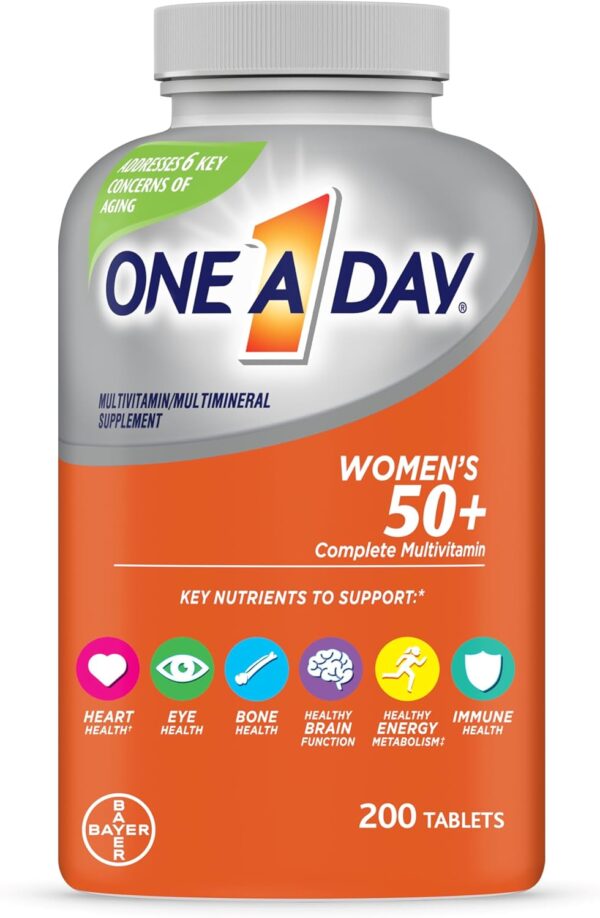 One A Day Women’s 50+ Multivitamins Tablet, Multivitamin for Women with Vitamin A, C, D, E and Zinc for Immune Health Support*, Calcium & more, 200 Count - Image 2