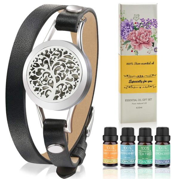 SOMORA Aromatherapy Essential Oil Diffuser Bracelet Gift Set w/Tea Tree, Lemongrass, Orange and Peppermint, Unique Gifts for Women, Birthday Gifts Ideas for Mom, Best Friend, Sister, Wife - Image 2