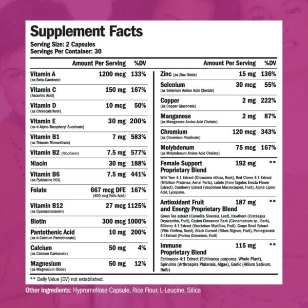 Multivitamin for Women - Womens Multivitamin & Multimineral Supplement for Energy, Mood, Hair, Skin & Nails - Womens Daily Multivitamins A, B, C, D, E, Zinc, Calcium & More. Women's Vitamins Capsules - Image 4