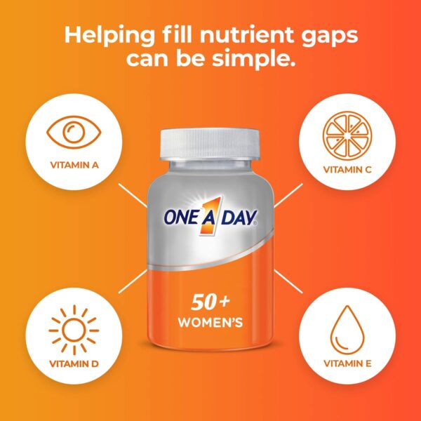 One A Day Women’s 50+ Multivitamins Tablet, Multivitamin for Women with Vitamin A, C, D, E and Zinc for Immune Health Support*, Calcium & more, 200 Count - Image 5