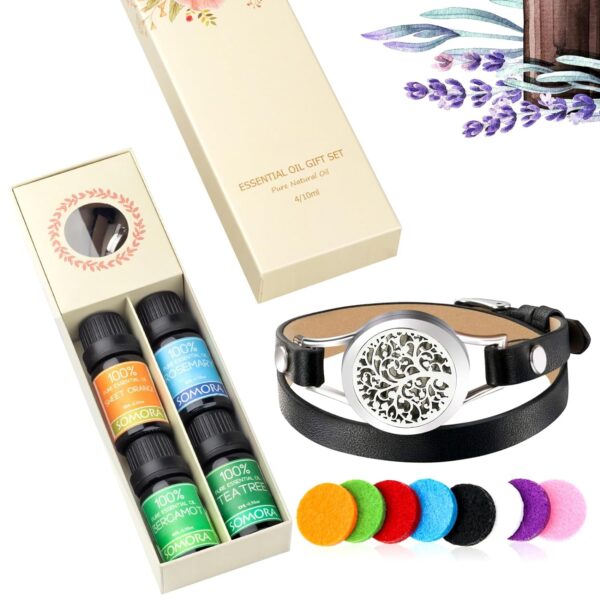 SOMORA Aromatherapy Essential Oil Diffuser Bracelet Gift Set w/Tea Tree, Lemongrass, Orange and Peppermint, Unique Gifts for Women, Birthday Gifts Ideas for Mom, Best Friend, Sister, Wife - Image 8