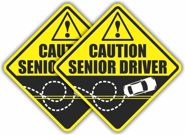 2 Funny Prank Caution Senior Driver Car Magnet Sign Gag Gifts for Elderly Women, Men, New Drivers & Student Drivers, Great Joke Gift for Over 40 & 50 Year Old People & Other UFO Driving Life Forms - Image 2