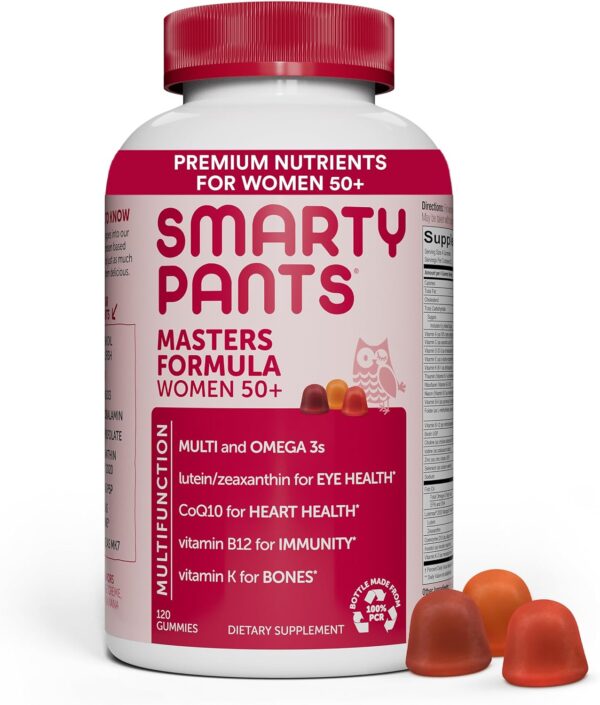 SmartyPants Women's Masters 50+ Multivitamin: Vitamin C, D3 & Zinc for Immunity, Lutein/Zeaxanthin for Eye Health*, CoQ10 for Heart Health, Omega 3 Fish Oil (EPA & DHA), B6, 120 Count (30 Day Supply) - Image 2