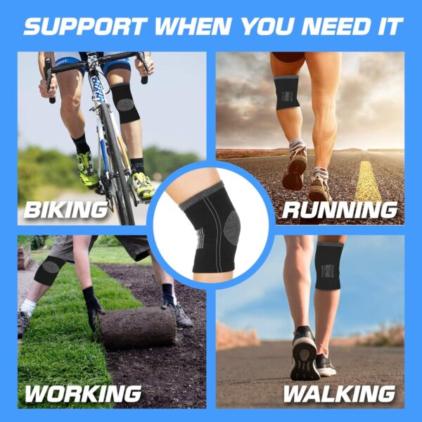 SocksLane Cotton Compression Knee Sleeves - 2 Support Braces for Arthritis, Meniscus Tear, Joint Pain Relief, Circulation, Swelling, ACL MCL, Post-surgery Recovery - Soft and Comfortable Men & Women - Image 4