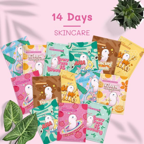 ZealSea Sheet Mask Skin Care (Pack of 14) Beauty Facial Spa Face Mask Birthday Party gifts Women, Men kids Girls - Hydrate, Brighten, Moisturize, Soothe for All Skin Types - Image 4