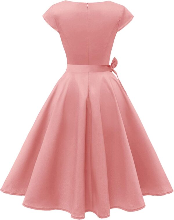 Kingfancy Women Vintage 1950s Dress Retro Cocktail Party Swing Dresses with Cap Sleeves - Image 3