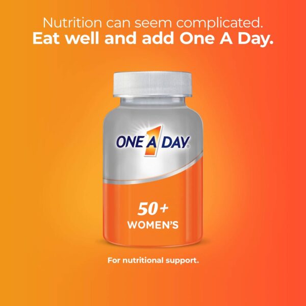 One A Day Women’s 50+ Multivitamins, Multivitamin for Women with Vitamin A, C, D, E and Zinc for Immune Health Support*, Calcium & more, 100 count - Image 3