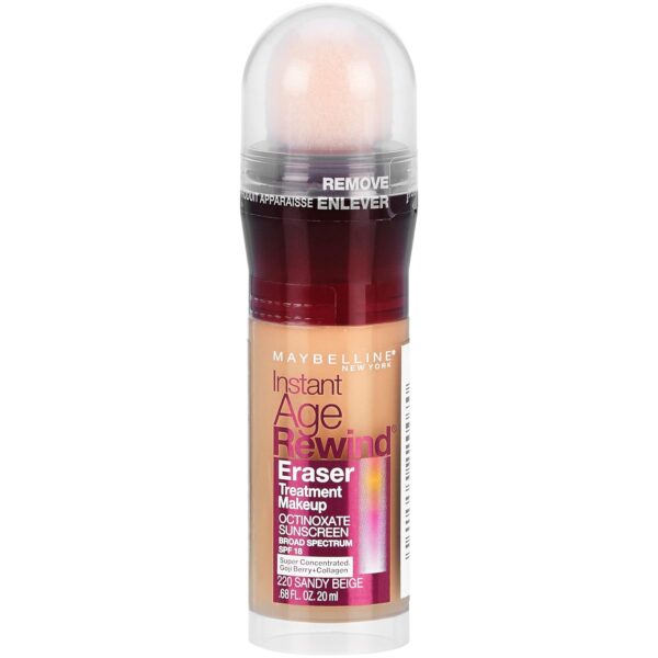 Maybelline Instant Age Rewind Eraser Treatment Makeup with SPF 18, Anti Aging Concealer Infused with Goji Berry and Collagen, Sandy Beige, 1 Count - Image 3