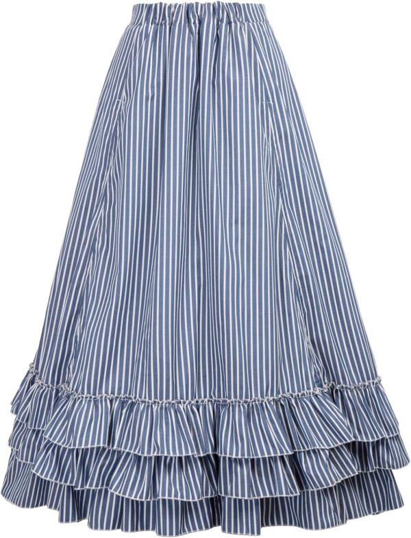 Belle Poque Women's Vintage Stripes Gothic Victorian Skirt Renaissance Style Falda - Image 4