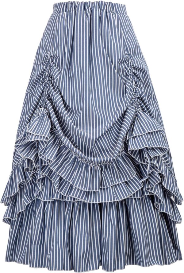 Belle Poque Women's Vintage Stripes Gothic Victorian Skirt Renaissance Style Falda - Image 2