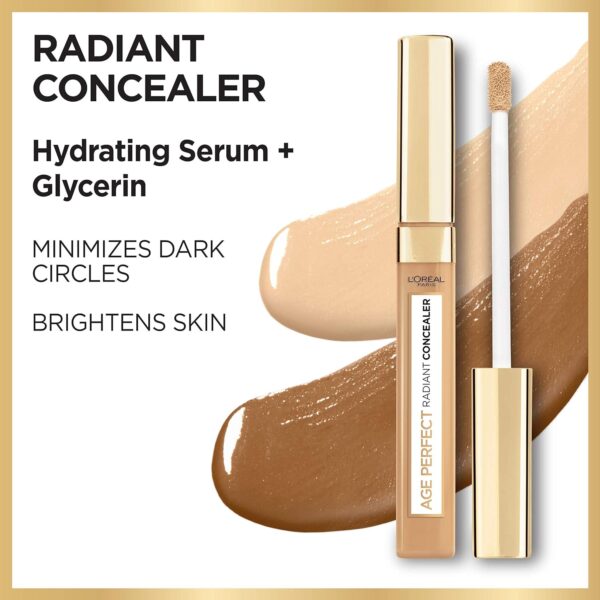 L'Oreal Paris Age Perfect Radiant Concealer with Hydrating Serum and Glycerin, Natural Beige - Image 4