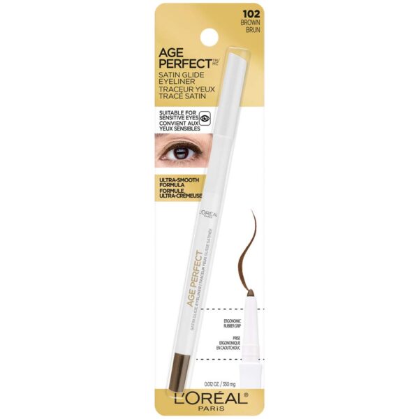 L'Oreal Paris Age Perfect Satin Glide Eyeliner with Mineral Pigments, Brown - Image 3