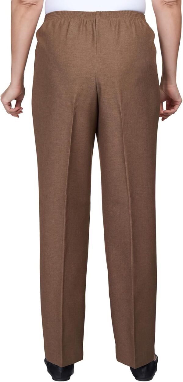 Alfred Dunner Womens Petite Classic Signature Fit Textured Trousers with All-around Elastic Waistband - Image 3