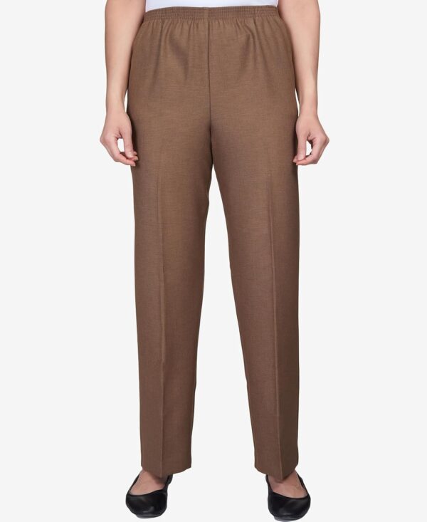 Alfred Dunner Womens Petite Classic Signature Fit Textured Trousers with All-around Elastic Waistband - Image 6