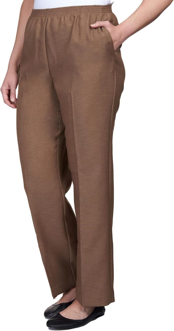 Alfred Dunner Womens Petite Classic Signature Fit Textured Trousers with All-around Elastic Waistband - Image 4