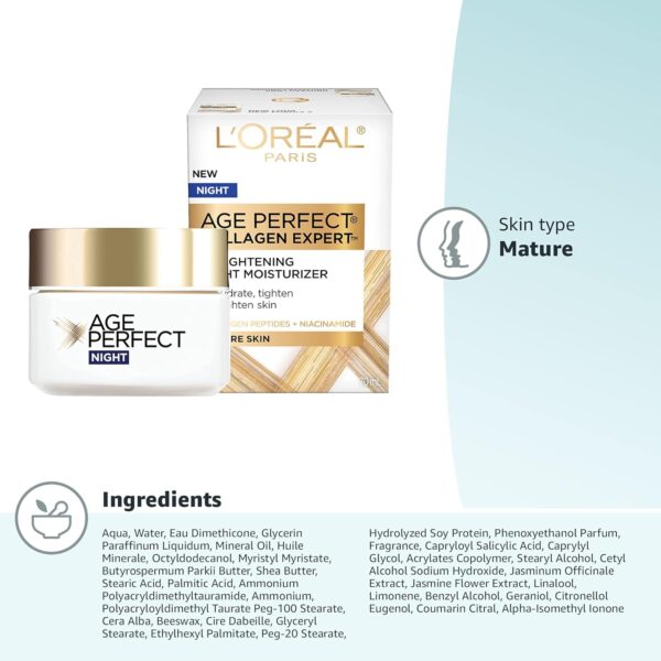 L'Oreal Paris Skin Care Age Perfect Night Cream, Anti-Aging Face Moisturizer With Soy Seed Proteins, 2.5 Oz - Image 14