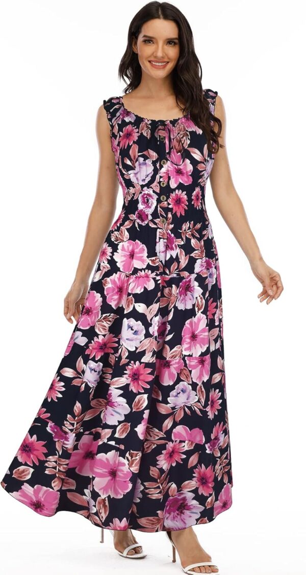 OSTOO Women's 2024 Summer Boho Floral Print Tiered Casual Flowy Long Maxi Dress - Image 4