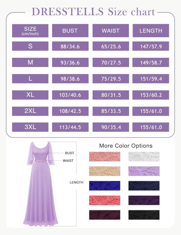 DRESSTELLS Women's Bridesmaid Dresses for Wedding Guest Formal Long Prom Mother Bride Lace Chiffon Evening Gowns - Image 6