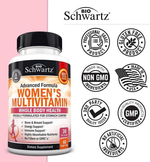 Multivitamin for Women with Vitamin D3 - Multivitamins for Bone Breast Skin Joint Energy - Vitamins for Immunity Support - Immune System Boost Natural Immune Defense - Joint Support Supplement - 60Ct - Image 6