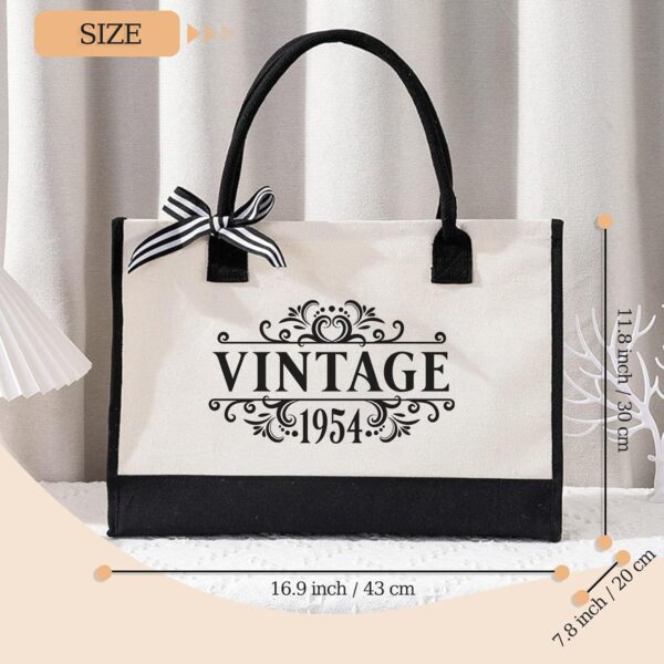 70th Birthday Gifts for Women,Vintage 1954 Birthday Gifts for Women Canvas Tote Bag and Small Makeup Bag Best Gifts for 70 year old Woman Friend Sister Aunt Mom - Image 6