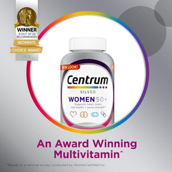 Centrum Silver Women's Multivitamin for Women 50 Plus, Multivitamin/Multimineral Supplement with Vitamin D3, B Vitamins, Non-GMO Ingredients, Supports Memory and Cognition in Older Adults - 200 Ct - Image 8