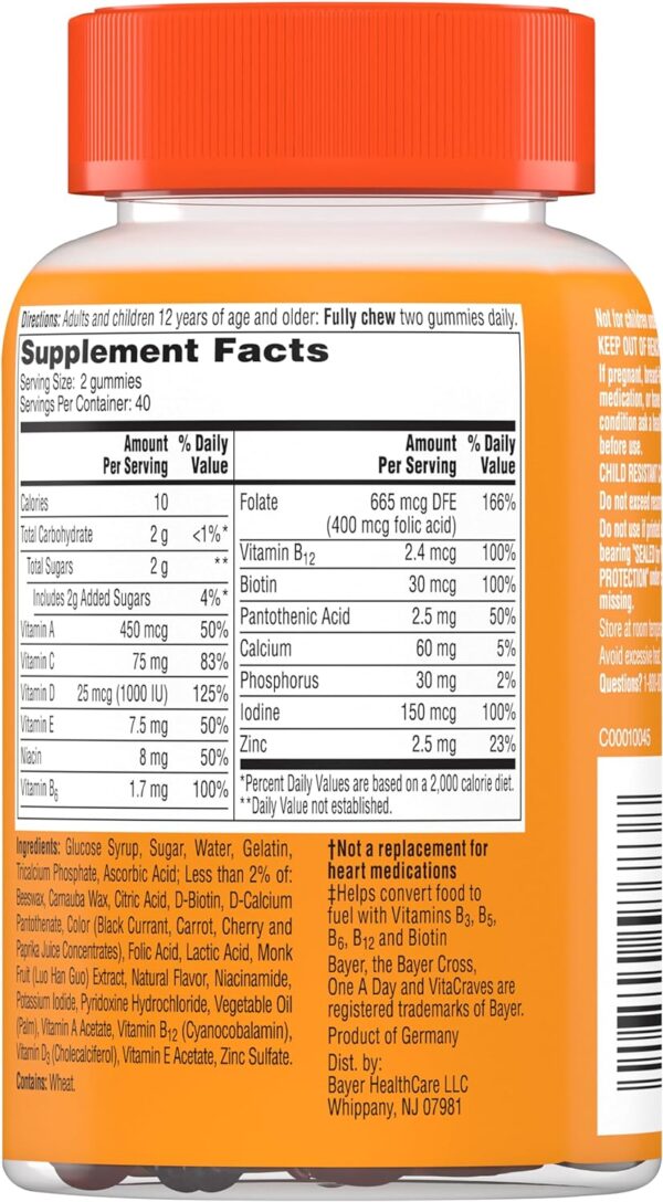 One A Day Women’s Multivitamin Gummies, Supplement with Vitamin A, C, D, E and Zinc for Immune Health Support*, Calcium & more, 80 count - Image 11