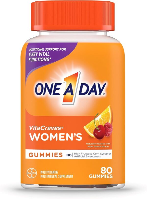 One A Day Women’s Multivitamin Gummies, Supplement with Vitamin A, C, D, E and Zinc for Immune Health Support*, Calcium & more, 80 count - Image 2