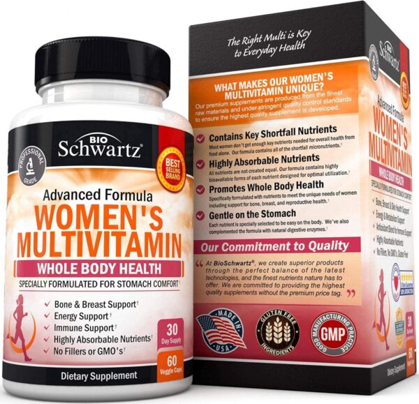 Multivitamin for Women with Vitamin D3 - Multivitamins for Bone Breast Skin Joint Energy - Vitamins for Immunity Support - Immune System Boost Natural Immune Defense - Joint Support Supplement - 60Ct - Image 7