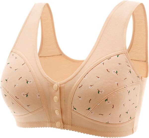 Daisy Bras for Older Women,Convenient Snap Front Close Button Cotton Bras,Full Support Wide Back No Underwire Bras - Image 2