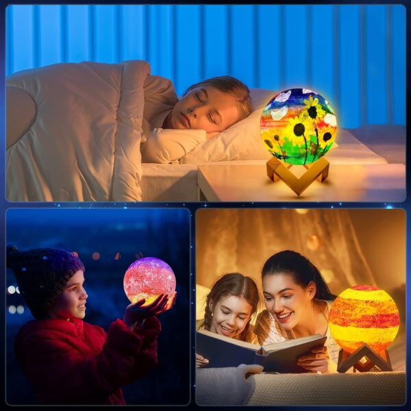 Minleway 16 Colors Rechargeable Paint Your Own Moon Lamp Kit, DIY Night Light Arts & Crafts Kit Gift for Kids, Women,Teen Girls Boy Birthday Ages 5 6 7 8 9 10 11 12 Christmas Gifts Home Décor - Image 8