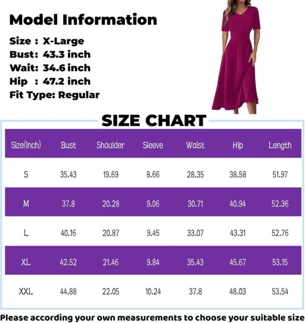 Maxi Dress for Women Print Short Sleeve Maxi Dresses A-Line Beach Dress Waist V Neck Trendy Swing Dress - Image 6