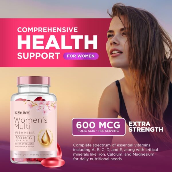 Built by Nature Vitamins for Women – Women's Complete Daily Multivitamin Supplement with A, B, C, D, E, Iron, Calcium, Magnesium and Multi Minerals – Wellness & Immune Health Support - 120 Softgels - Image 4