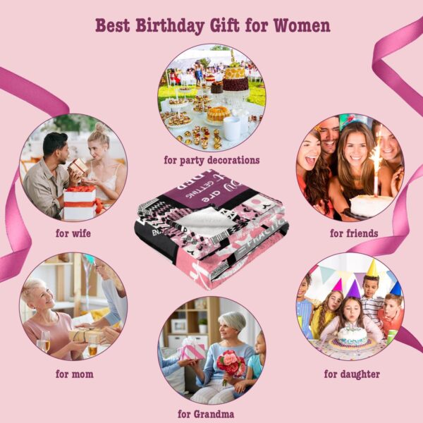 Birthday Gifts for Women Girls Throw Blanket 60"X50", Happy Birthday Decorations for Women, Gifts for Women Birthday Unique, Womens Birthday Gift Ideas for Her Friend Mom Sister Grandma Wife - Image 8