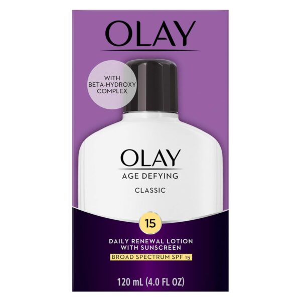 Face Moisturizer by Olay, Age Defying Classic Daily Renewal Lotion, With Sunscreen, Classic,4 oz - Image 7