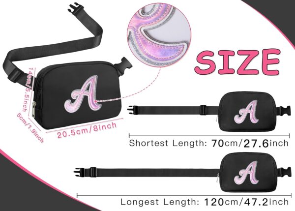 COSHAYSOO Black Belt Bag Fanny Pack Crossbody Purse Initial Letter Birthday Christmas Gifts for Mom Mother Teacher College Teen Girls Age 8 9 10 11 12 13 14 15 16 17 18 19 20 21st Year Old Stuff A - Image 3