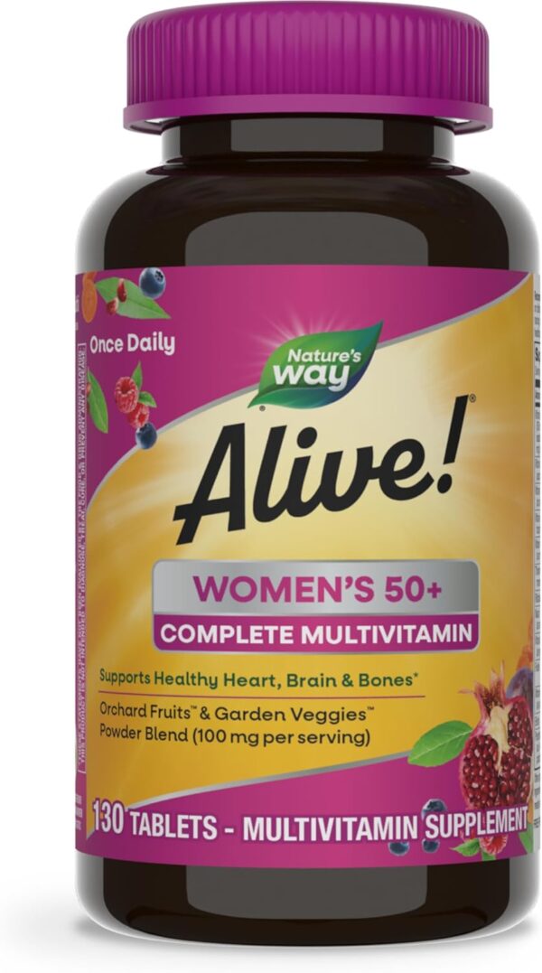 Nature's Way Alive! Women's 50+ Complete Multivitamin, Supports Healthy Heart, Brain, Bones*, B-Vitamins, Gluten Free, 130 Tablets (Packaging May Vary) - Image 2