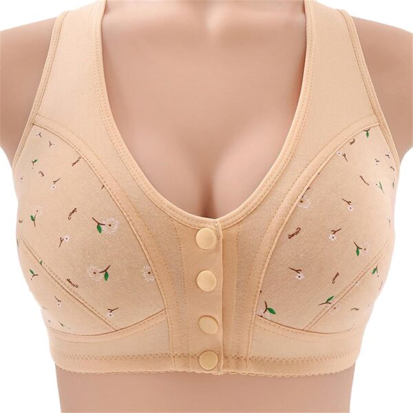 Daisy Bras for Older Women,Convenient Snap Front Close Button Cotton Bras,Full Support Wide Back No Underwire Bras - Image 3