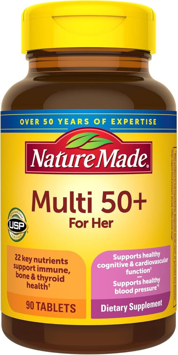 Nature Made Multivitamin For Her 50+ with No Iron, Womens Multivitamin for Daily Nutritional Support, Multivitamin for Women, 90 Tablets, 90 Day Supply - Image 2