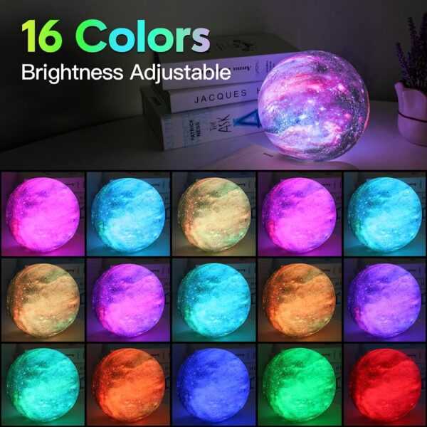 BRIGHTWORLD Moon Lamp Galaxy Lamp 5.9 inch 16 Colors LED 3D Moon Light, Remote & Touch Control Moon Night Light Gifts for Girls Boys Kids Women Birthday - Image 5