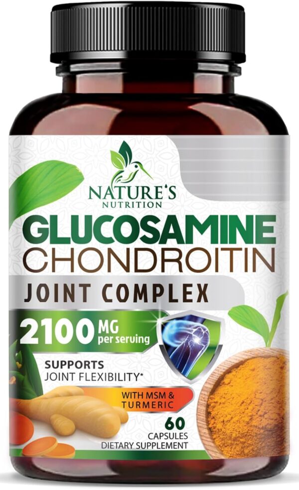 Glucosamine Chondroitin MSM Complex - Joint Support Supplement Turmeric & Boswellia, Triple Strength Glucosamine Capsules - Support for Joint Health & Mobility with Quercetin Bromelain - 60 Capsules - Image 2