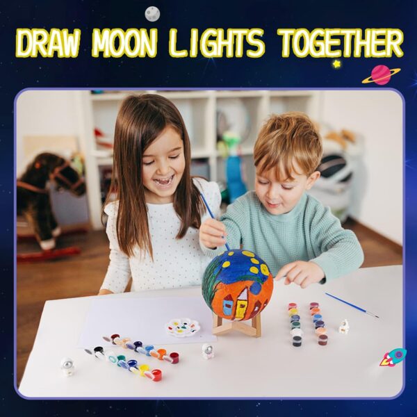 Minleway 16 Colors Rechargeable Paint Your Own Moon Lamp Kit, DIY Night Light Arts & Crafts Kit Gift for Kids, Women,Teen Girls Boy Birthday Ages 5 6 7 8 9 10 11 12 Christmas Gifts Home Décor - Image 7