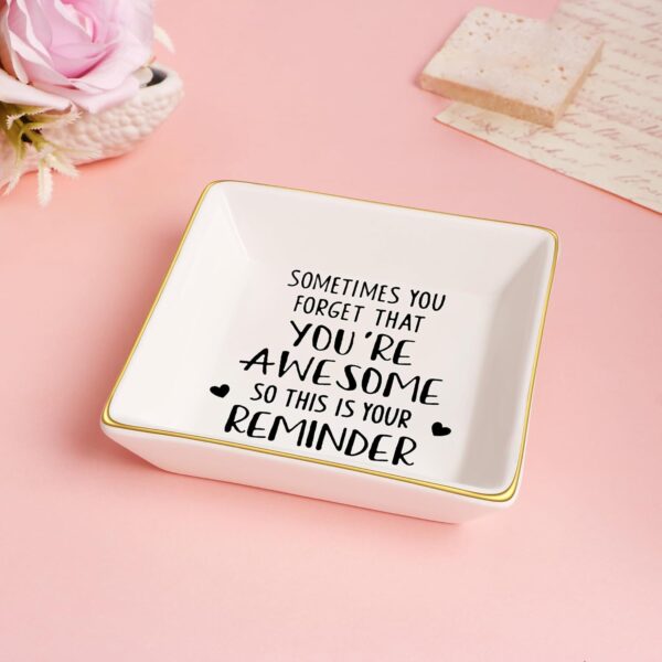 JoycuFF Inspirational Gifts for Women Ring Dish Birthday Gifts for Women Unique, Best Friends Gifts For Women Her Mom Sister Coworker Christmas You're Awesome Gifts - Image 5