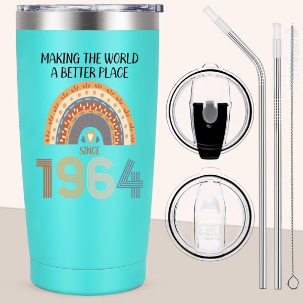 LiqCool 60th Birthday Gifts for Women, Unique Since 1964 Birthday Gifts for 60 Year Old Women Tumbler 20oz, Cool 60 Birthday Gifts Ideas for Grandma Mom Wife Friends (Mint) - Image 2